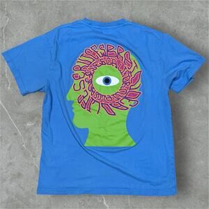 Brain Dead x Wide Eye China Blue T-Shirt Head Logo Size Small Streetwear